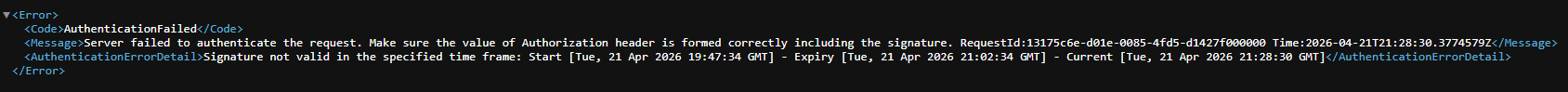 SAS token expiry
