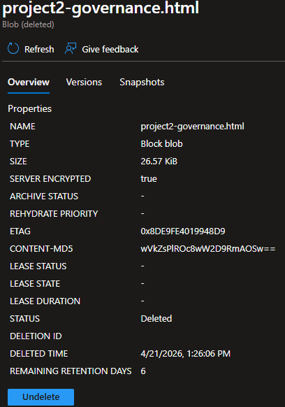 Undelete blob
